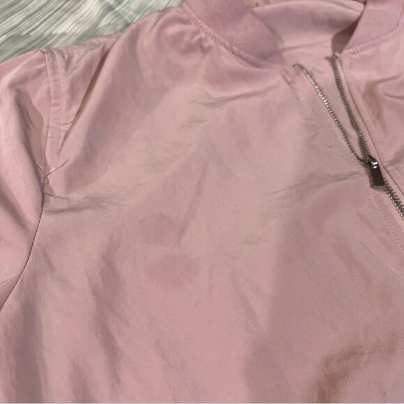 Forever 21 Lightweight Zip Up Bomber Jacket sz S Pink - Picture 10 of 12